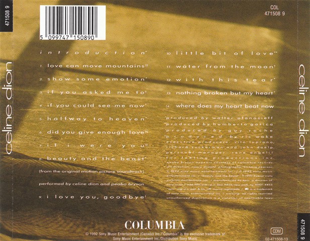 Celine Dion  Celine Dion : Back